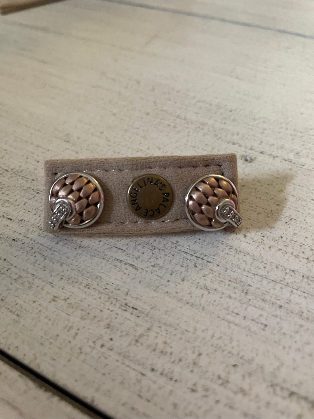 Copper Braided sterling silver Stud Earrings with cubic zirconia accents.
